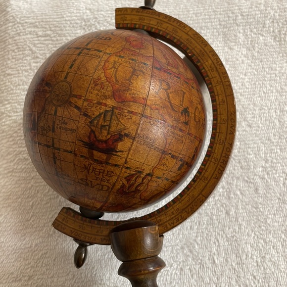 Vintage Old World Globe All Wood Great Addition to any Home Display 8inches - Picture 2 of 6